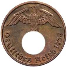 Монета 2 рейхспфеннига 1938 года J Германия (аверс)