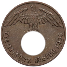 Монета 1 рейхспфенниг 1938 года E Германия (аверс)