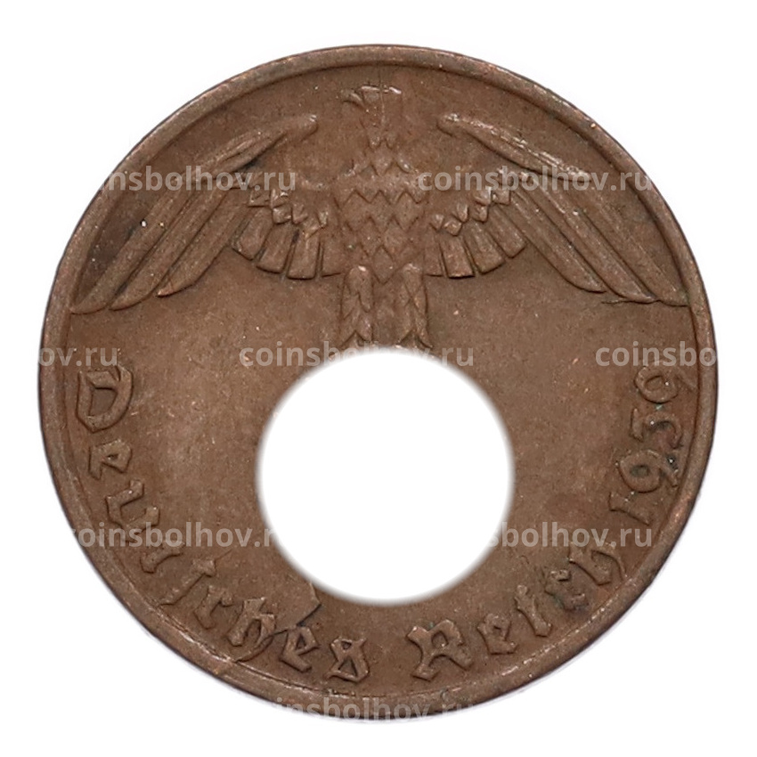 Монета 1 рейхспфенниг 1939 года G Германия