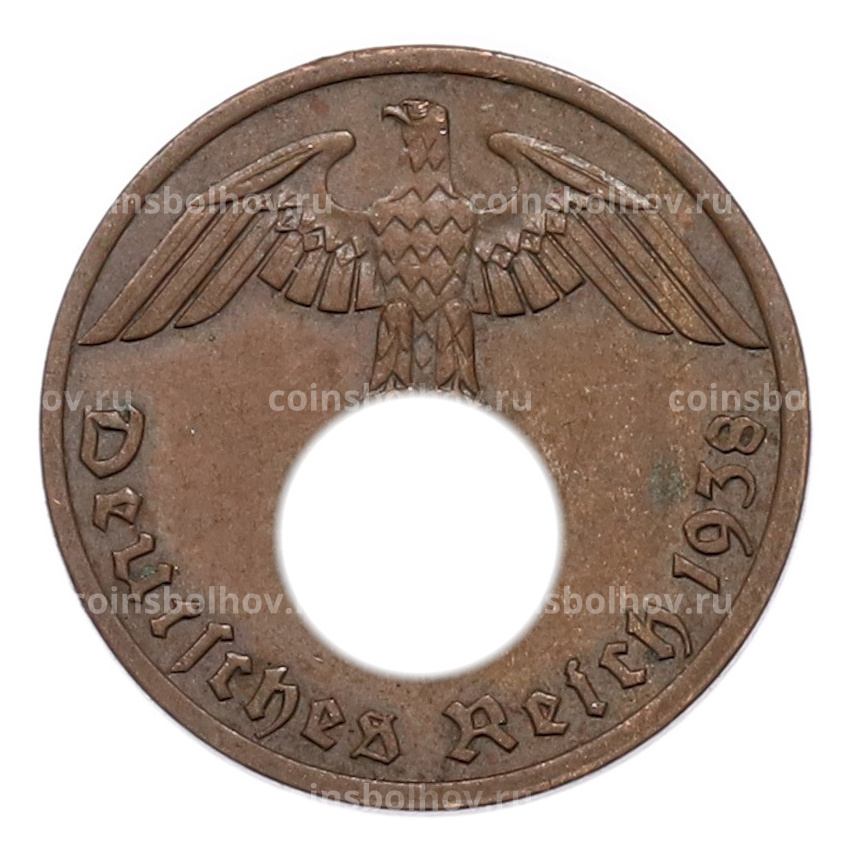 Монета 1 рейхспфенниг 1938 года A Германия