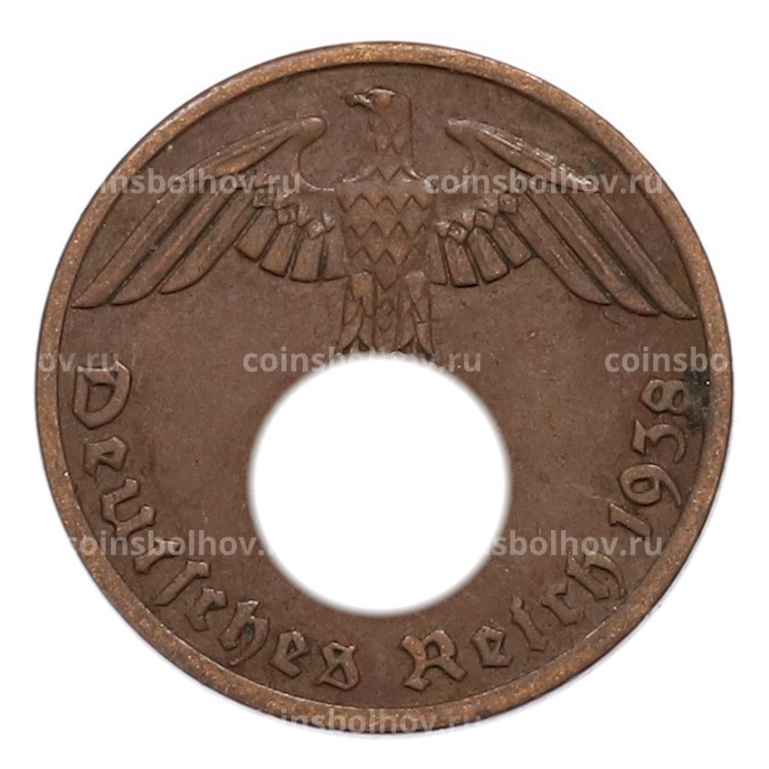 Монета 1 рейхспфенниг 1938 года A Германия