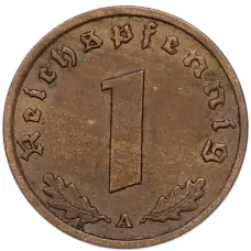 Монета 1 рейхспфенниг 1939 года A Германия (реверс)