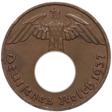Монета 1 рейхспфенниг 1937 года F Германия (аверс)