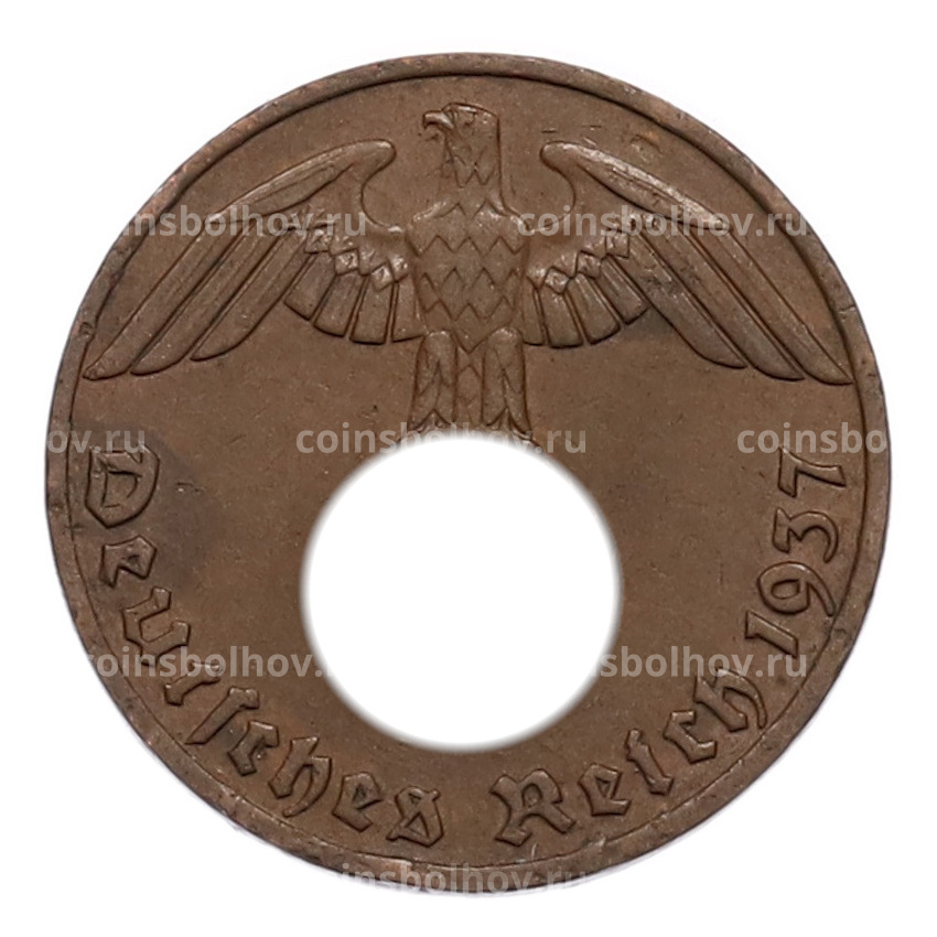 Монета 1 рейхспфенниг 1937 года F Германия