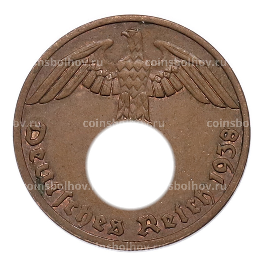 Монета 1 рейхспфенниг 1938 года A Германия