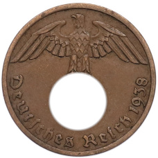 Монета 1 рейхспфенниг 1938 года A Германия (аверс)