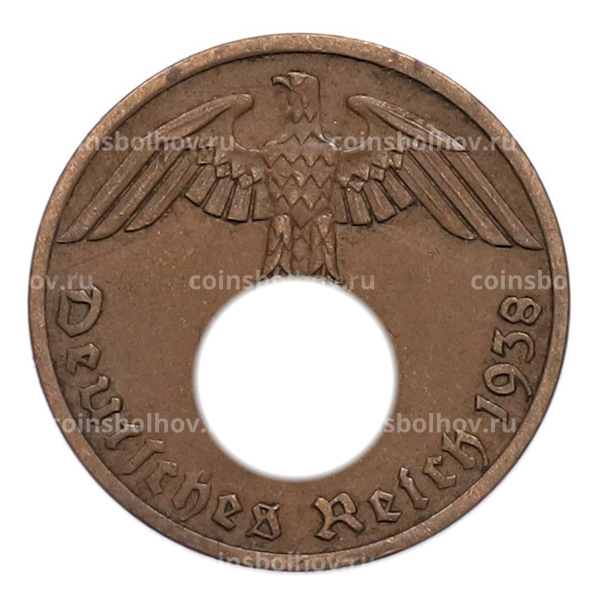 Монета 1 рейхспфенниг 1938 года A Германия