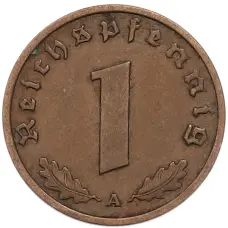 Монета 1 рейхспфенниг 1938 года A Германия (реверс)