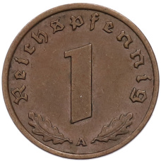 Монета 1 рейхспфенниг 1939 года A Германия (реверс)