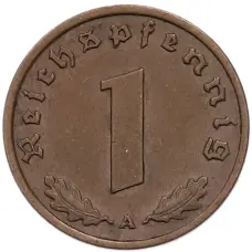 Монета 1 рейхспфенниг 1939 года A Германия (реверс)