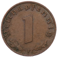 Монета 1 рейхспфенниг 1939 года F Германия (реверс)