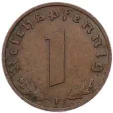 Монета 1 рейхспфенниг 1939 года F Германия (реверс)