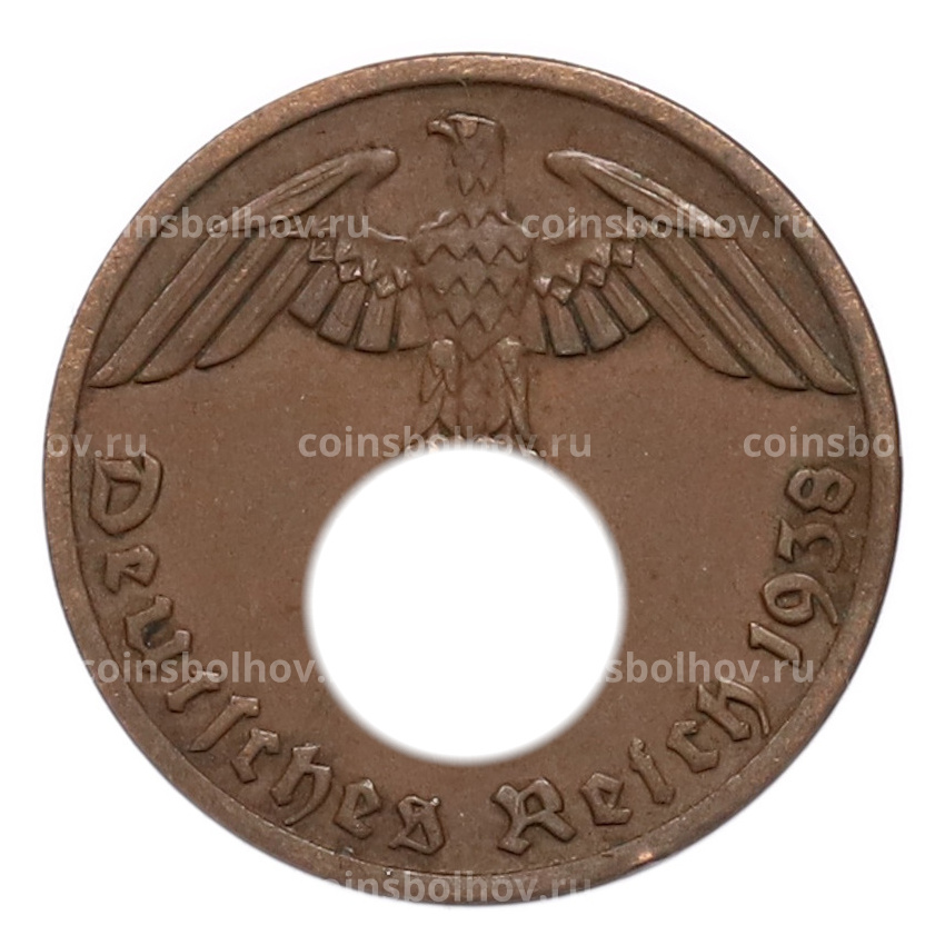 Монета 1 рейхспфенниг 1938 года A Германия