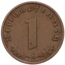 Монета 1 рейхспфенниг 1938 года A Германия (реверс)