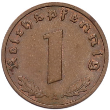 Монета 1 рейхспфенниг 1939 года A Германия (реверс)
