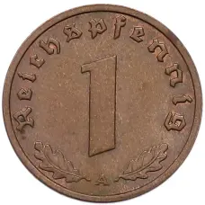 Монета 1 рейхспфенниг 1939 года A Германия (реверс)