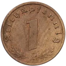 Монета 1 рейхспфенниг 1939 года A Германия (реверс)