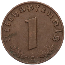 Монета 1 рейхспфенниг 1939 года B Германия (реверс)