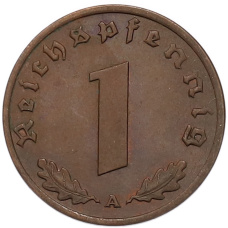 Монета 1 рейхспфенниг 1937 года A Германия (реверс)