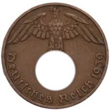 Монета 1 рейхспфенниг 1939 года B Германия (аверс)