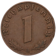Монета 1 рейхспфенниг 1939 года B Германия (реверс)
