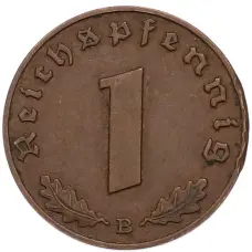 Монета 1 рейхспфенниг 1939 года B Германия (реверс)