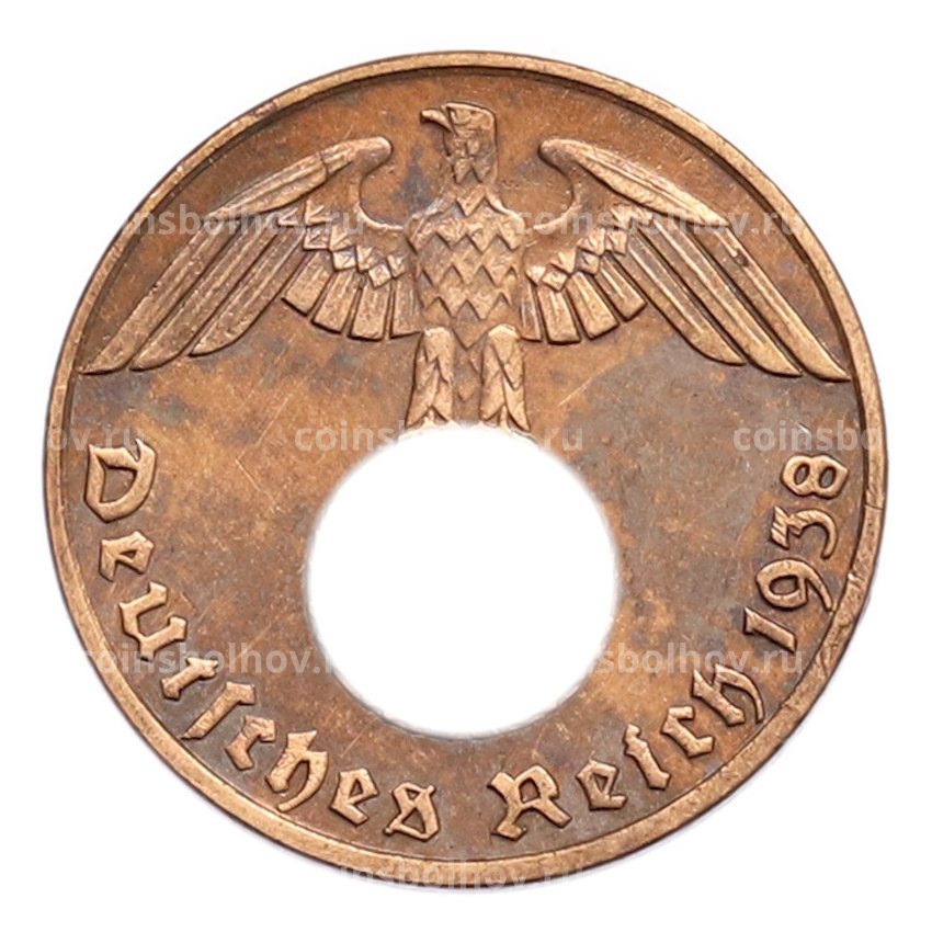 Монета 1 рейхспфенниг 1938 года E Германия