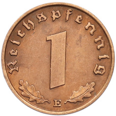 Монета 1 рейхспфенниг 1938 года E Германия (реверс)
