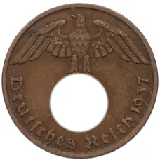 Монета 1 рейхспфенниг 1937 года A Германия (аверс)