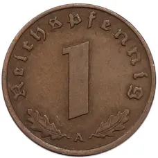 Монета 1 рейхспфенниг 1937 года A Германия (реверс)