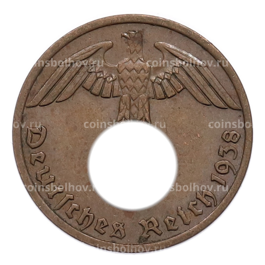 Монета 1 рейхспфенниг 1938 года A Германия