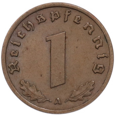 Монета 1 рейхспфенниг 1938 года A Германия (реверс)