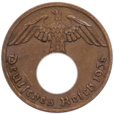 Монета 1 рейхспфенниг 1938 года A Германия (аверс)