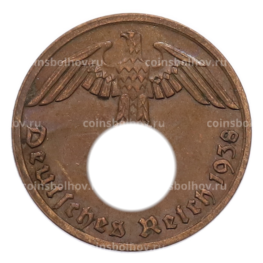 Монета 1 рейхспфенниг 1938 года A Германия