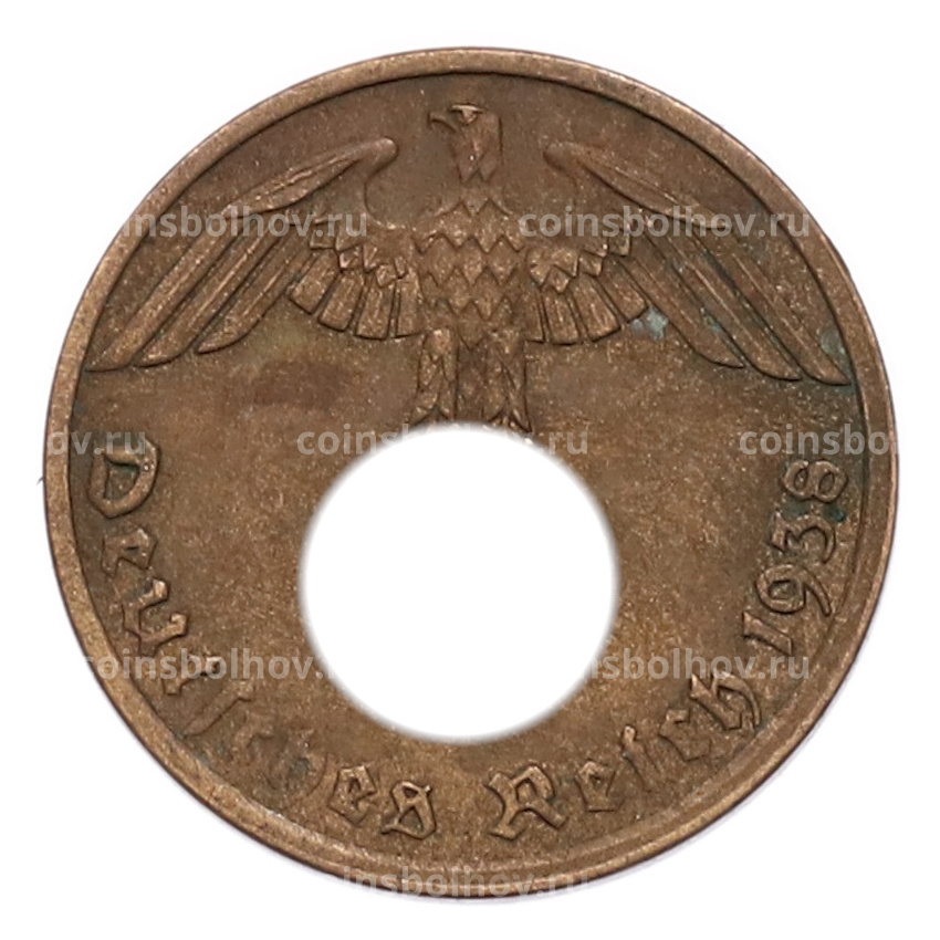 Монета 1 рейхспфенниг 1938 года A Германия