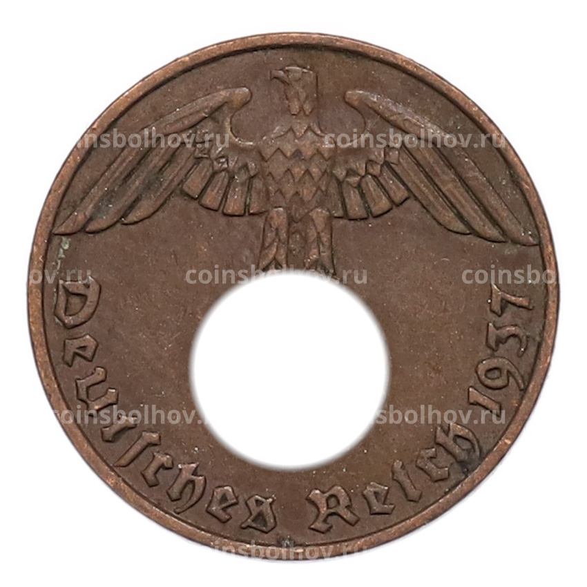 Монета 1 рейхспфенниг 1937 года E Германия