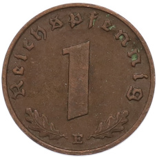 Монета 1 рейхспфенниг 1937 года E Германия (реверс)