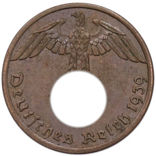 Монета 1 рейхспфенниг 1939 года A Германия (аверс)