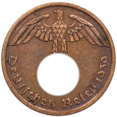 Монета 1 рейхспфенниг 1939 года A Германия (аверс)