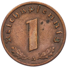 Монета 1 рейхспфенниг 1939 года A Германия (реверс)