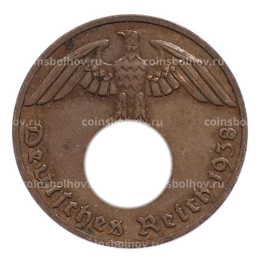Монета 1 рейхспфенниг 1938 года E Германия