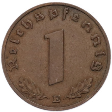 Монета 1 рейхспфенниг 1938 года E Германия (реверс)