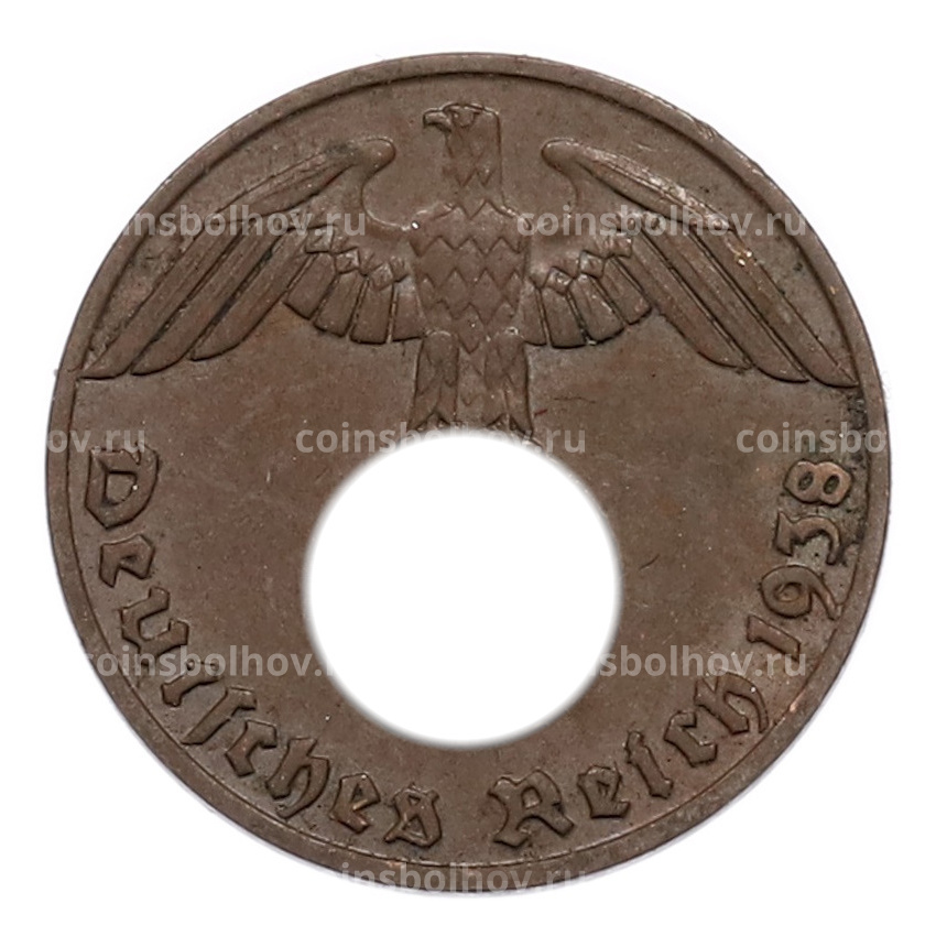 Монета 1 рейхспфенниг 1938 года J Германия