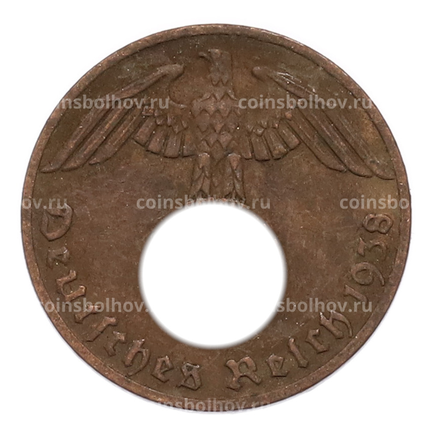 Монета 1 рейхспфенниг 1938 года F Германия