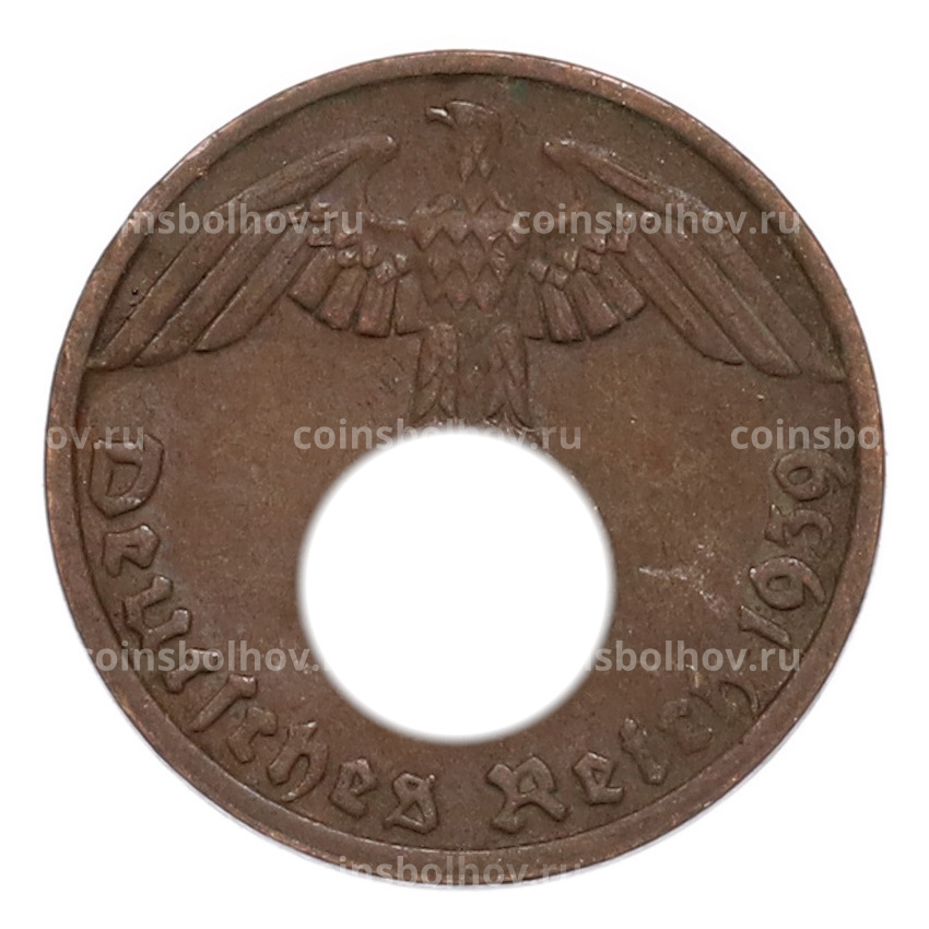 Монета 1 рейхспфенниг 1939 года D Германия