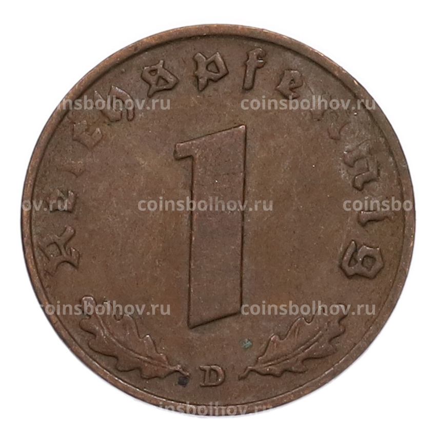Монета 1 рейхспфенниг 1939 года D Германия (вид 2)