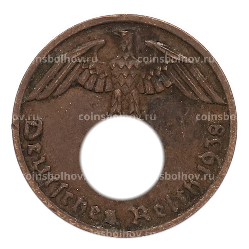 Монета 1 рейхспфенниг 1938 года A Германия