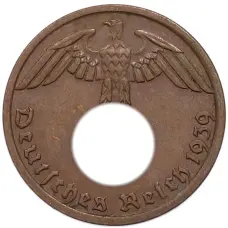 Монета 1 рейхспфенниг 1939 года A Германия (аверс)