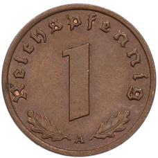 Монета 1 рейхспфенниг 1939 года A Германия (реверс)