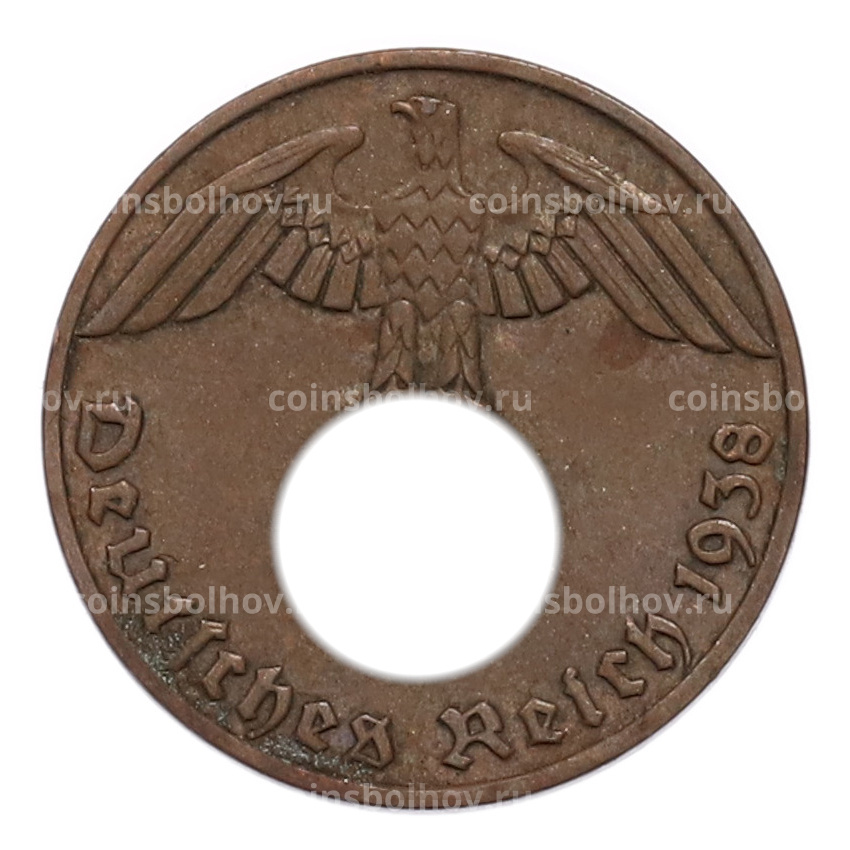 Монета 1 рейхспфенниг 1938 года E Германия